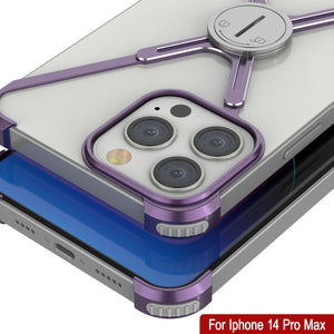 Coque Bumper Punkcase pour iPhone 14 Pro Max [Série Backbone] Coque en aluminium métallique ultra mince et minimaliste avec cadre en X pour iPhone 14 Pro Max (2022) (6,7 pouces) [Violet]