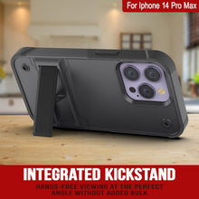 Load image into Gallery viewer, Étui Punkcase pour iPhone 14 Pro Max [Série Reliance] Coque hybride de protection de qualité militaire avec béquille intégrée [Gris-Noir]
