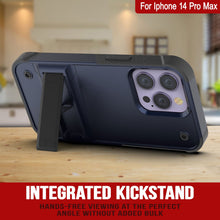 Load image into Gallery viewer, Coque Punkcase pour iPhone 14 Pro Max [série Reliance] Coque hybride de protection de qualité militaire avec béquille intégrée [Marine-Noir]
