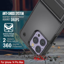 Load image into Gallery viewer, Étui Punkcase pour iPhone 14 Pro Max [Série Reliance] Coque hybride de protection de qualité militaire avec béquille intégrée [Gris-Noir]
