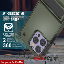 Load image into Gallery viewer, Étui Punkcase iPhone 14 Pro Max [Série Reliance] Coque hybride de protection de qualité militaire avec support intégré [Vert armée-noir]
