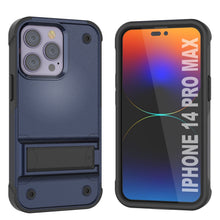Load image into Gallery viewer, Coque Punkcase pour iPhone 14 Pro Max [série Reliance] Coque hybride de protection de qualité militaire avec béquille intégrée [Marine-Noir]
