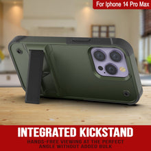 Load image into Gallery viewer, Étui Punkcase iPhone 14 Pro Max [Série Reliance] Coque hybride de protection de qualité militaire avec support intégré [Vert armée-noir]
