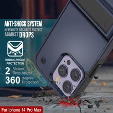 Load image into Gallery viewer, Coque Punkcase pour iPhone 14 Pro Max [série Reliance] Coque hybride de protection de qualité militaire avec béquille intégrée [Marine-Noir]
