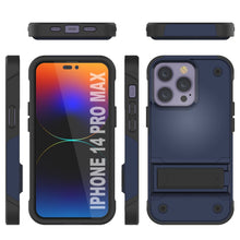 Load image into Gallery viewer, Coque Punkcase pour iPhone 14 Pro Max [série Reliance] Coque hybride de protection de qualité militaire avec béquille intégrée [Marine-Noir]
