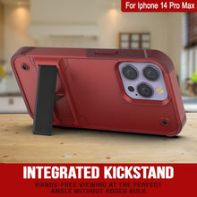 Load image into Gallery viewer, Étui Punkcase iPhone 14 Pro Max [Série Reliance] Coque hybride de protection de qualité militaire avec support intégré [Rouge-Rose]

