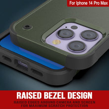 Load image into Gallery viewer, Étui Punkcase iPhone 14 Pro Max [Série Reliance] Coque hybride de protection de qualité militaire avec support intégré [Vert armée-noir]
