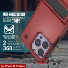 Load image into Gallery viewer, Étui Punkcase iPhone 14 Pro Max [Série Reliance] Coque hybride de protection de qualité militaire avec support intégré [Rouge-Rose]
