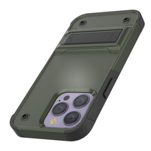 Load image into Gallery viewer, Étui Punkcase iPhone 14 Pro Max [Série Reliance] Coque hybride de protection de qualité militaire avec support intégré [Vert armée-noir]
