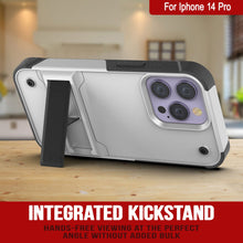 Charger l&#39;image dans la galerie, Étui Punkcase iPhone 14 Pro [Série Reliance] Coque de protection hybride de qualité militaire avec béquille intégrée [Blanc-Noir]
