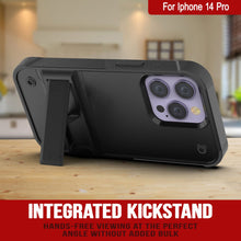 Charger l&#39;image dans la galerie, Étui Punkcase iPhone 14 Pro [Série Reliance] Coque hybride de protection de qualité militaire avec support intégré [Noir]
