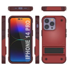 Charger l&#39;image dans la galerie, Étui Punkcase pour iPhone 14 Pro [Série Reliance] Coque de protection hybride de qualité militaire avec support intégré [Rouge-Rose]
