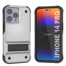 Charger l&#39;image dans la galerie, Étui Punkcase iPhone 14 Pro [Série Reliance] Coque de protection hybride de qualité militaire avec béquille intégrée [Blanc-Noir]
