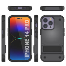 Charger l&#39;image dans la galerie, Coque Punkcase pour iPhone 14 Pro [Série Reliance] Étui hybride de protection de qualité militaire avec support intégré [Gris-Noir]
