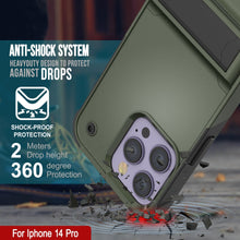 Charger l&#39;image dans la galerie, Coque Punkcase pour iPhone 14 Pro [Série Reliance] Coque de protection hybride de qualité militaire avec support intégré [Vert-armée-noir]
