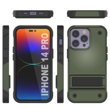Charger l&#39;image dans la galerie, Coque Punkcase pour iPhone 14 Pro [Série Reliance] Coque de protection hybride de qualité militaire avec support intégré [Vert-armée-noir]
