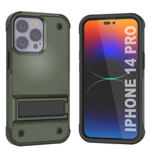 Charger l&#39;image dans la galerie, Coque Punkcase pour iPhone 14 Pro [Série Reliance] Coque de protection hybride de qualité militaire avec support intégré [Vert-armée-noir]
