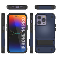 Charger l&#39;image dans la galerie, Coque Punkcase pour iPhone 14 Pro [Série Reliance] Coque de protection hybride de qualité militaire avec support intégré [Bleu marine-noir]
