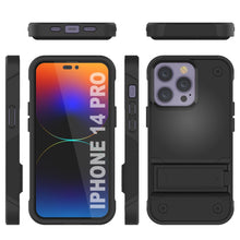 Charger l&#39;image dans la galerie, Étui Punkcase iPhone 14 Pro [Série Reliance] Coque hybride de protection de qualité militaire avec support intégré [Noir]
