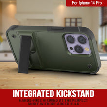 Charger l&#39;image dans la galerie, Coque Punkcase pour iPhone 14 Pro [Série Reliance] Coque de protection hybride de qualité militaire avec support intégré [Vert-armée-noir]
