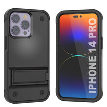 Charger l&#39;image dans la galerie, Étui Punkcase iPhone 14 Pro [Série Reliance] Coque hybride de protection de qualité militaire avec support intégré [Noir]

