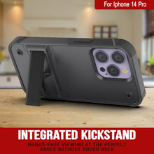 Charger l&#39;image dans la galerie, Coque Punkcase pour iPhone 14 Pro [Série Reliance] Étui hybride de protection de qualité militaire avec support intégré [Gris-Noir]
