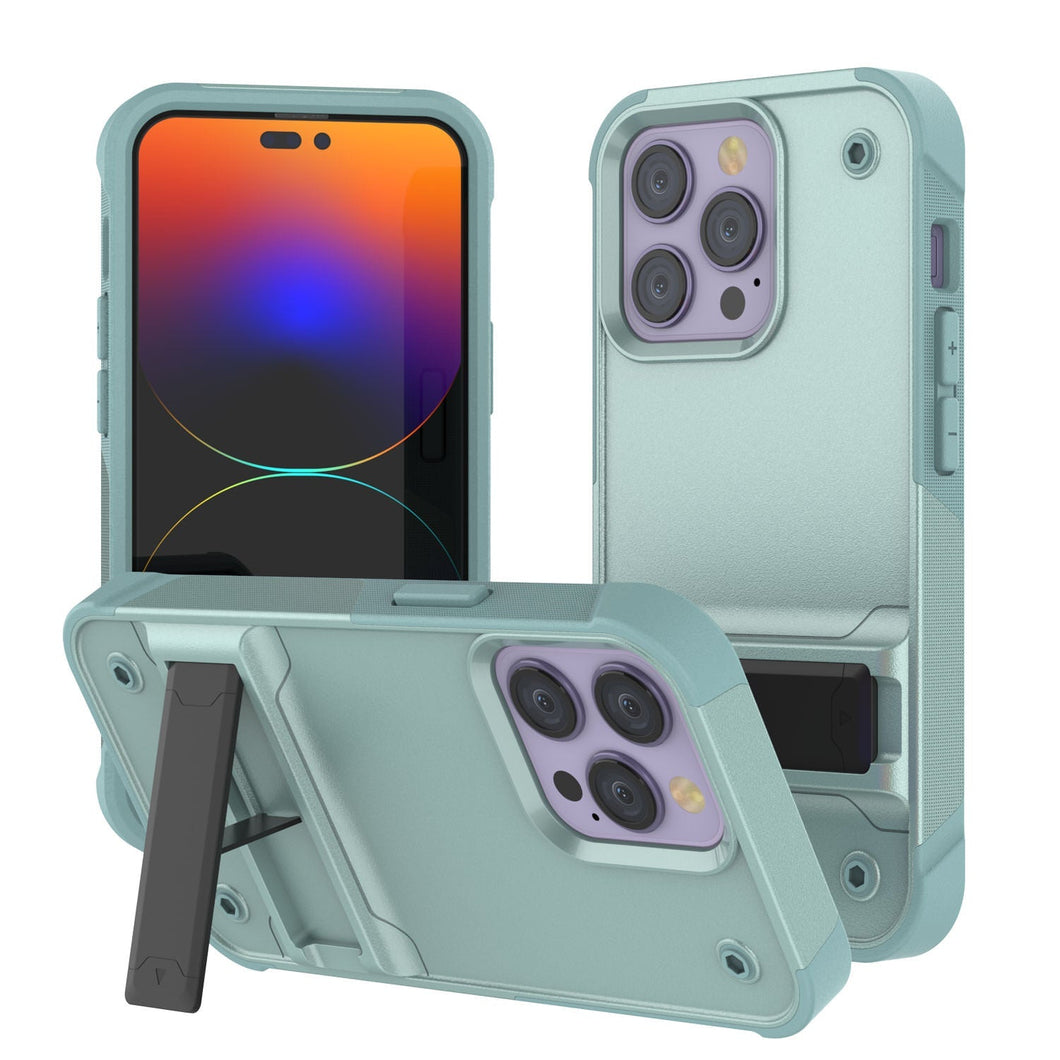 Coque Punkcase pour iPhone 14 Pro [série Reliance] Étui de protection hybride de qualité militaire avec support intégré [vert]