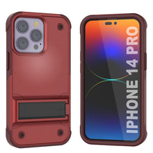 Charger l&#39;image dans la galerie, Étui Punkcase pour iPhone 14 Pro [Série Reliance] Coque de protection hybride de qualité militaire avec support intégré [Rouge-Rose]
