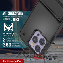 Charger l&#39;image dans la galerie, Étui Punkcase iPhone 14 Pro [Série Reliance] Coque hybride de protection de qualité militaire avec support intégré [Noir]
