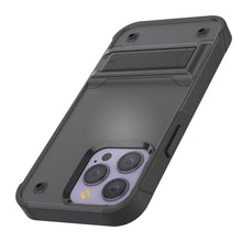 Charger l&#39;image dans la galerie, Coque Punkcase pour iPhone 14 Pro [Série Reliance] Étui hybride de protection de qualité militaire avec support intégré [Gris-Noir]

