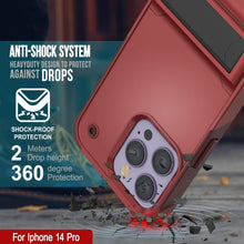 Charger l&#39;image dans la galerie, Étui Punkcase pour iPhone 14 Pro [Série Reliance] Coque de protection hybride de qualité militaire avec support intégré [Rouge-Rose]
