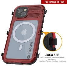 Load image into Gallery viewer, iPhone 14 Plus Série Métal Extrême 2.0 Coque en Aluminium Étanche IP68 avec Protecteur d&#39;Écran Intégré [Rouge-Noir]
