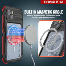 Load image into Gallery viewer, Coque étanche en aluminium de la série Metal Extreme 2.0 pour iPhone 14 Plus avec Protecteur d&#39;écran intégré IP68 [Noir-Rouge]
