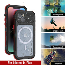 Load image into Gallery viewer, Coque étanche en aluminium de la série Metal Extreme 2.0 pour iPhone 14 Plus avec Protecteur d&#39;écran intégré IP68 [Noir-Rouge]
