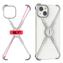 Load image into Gallery viewer, Coque de protection Punkcase iPhone 14 [Série Backbone] en métal en aluminium ultra fine et minimaliste, avec cadre en X, pour iPhone 14 (2022) (6,1 pouces) en argent.
