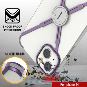 Coque de protection Punkcase pour iPhone 14 [Série Backbone] Étui ultra fin en aluminium minimaliste avec cadre en X pour iPhone 14 (2022) (6,1") [Violet]