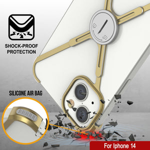 Coque à rebord Punkcase iPhone 14 [série Backbone] en aluminium métallique ultra-mince et minimaliste avec cadre en X pour iPhone 14 (2022) (6,1 pouces) [or]