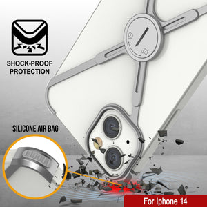 Coque de protection Punkcase iPhone 14 [Série Backbone] en métal en aluminium ultra fine et minimaliste, avec cadre en X, pour iPhone 14 (2022) (6,1 pouces) en argent.