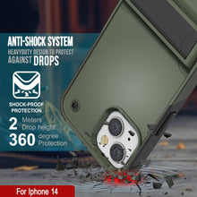 Load image into Gallery viewer, Punkcase Coque iPhone 14 [Série Reliance] Housse de protection hybride de qualité militaire avec support intégré [Vert armée-noir]
