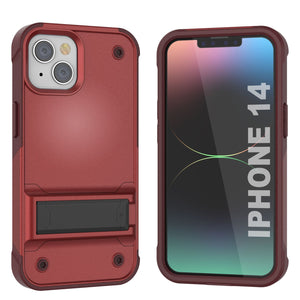 Étui Punkcase pour iPhone 14 [Série Reliance] Coque hybride de protection de qualité militaire avec béquille intégrée [Rouge-Rose]