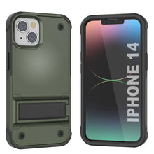 Load image into Gallery viewer, Punkcase Coque iPhone 14 [Série Reliance] Housse de protection hybride de qualité militaire avec support intégré [Vert armée-noir]
