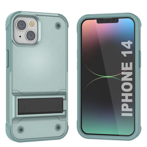 Étui Punkcase iPhone 14 [Série Reliance] Coque hybride de protection de qualité militaire avec béquille intégrée [Vert]