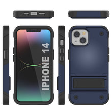 Load image into Gallery viewer, Coque iPhone 14 Punkcase [Série Reliance] Coque protectrice hybride de qualité militaire avec support intégré [Bleu marine - Noir]
