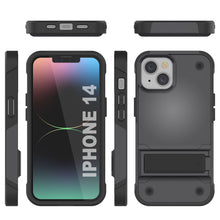 Load image into Gallery viewer, Coque Punkcase pour iPhone 14 [Série Reliance] Coque hybride de protection de qualité militaire avec béquille intégrée [Gris-Noir]
