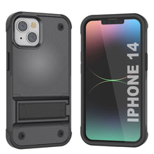 Load image into Gallery viewer, Coque Punkcase pour iPhone 14 [Série Reliance] Coque hybride de protection de qualité militaire avec béquille intégrée [Gris-Noir]
