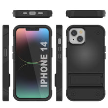 Load image into Gallery viewer, Coque Punkcase pour iPhone 14 [Série Reliance] Coque hybride de protection de qualité militaire avec béquille intégrée [Noir]
