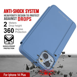 Coque de protection avec rabat Punkcase pour iPhone 14 Plus [Bleu]