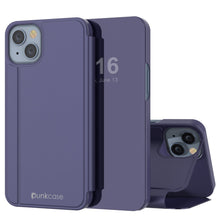 Load image into Gallery viewer, Étui Punkcase iPhone 14 Plus avec couverture à rabat réfléchissant [violet]
