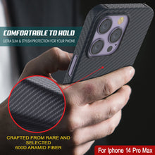 Load image into Gallery viewer, Coque en fibre de carbone Punkcase pour iPhone 14 Pro Max [Série AramidShield] Ultra mince et légère en Kevlar
