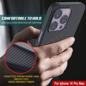 Coque en fibre de carbone Punkcase pour iPhone 14 Pro Max [Série AramidShield] Ultra mince et légère en Kevlar